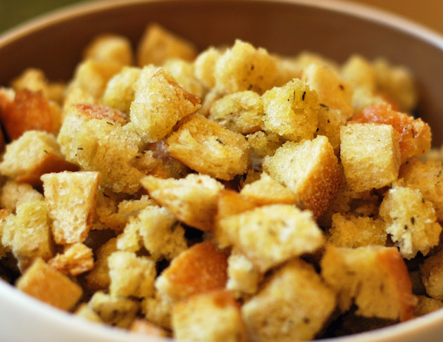 garlic and herb homemade croutons